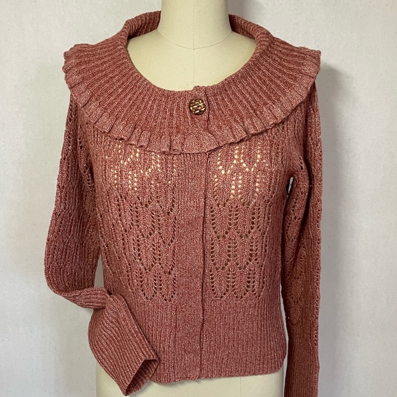 Moth Ruffle Collared Cardigan, M - Picture 3 of 5